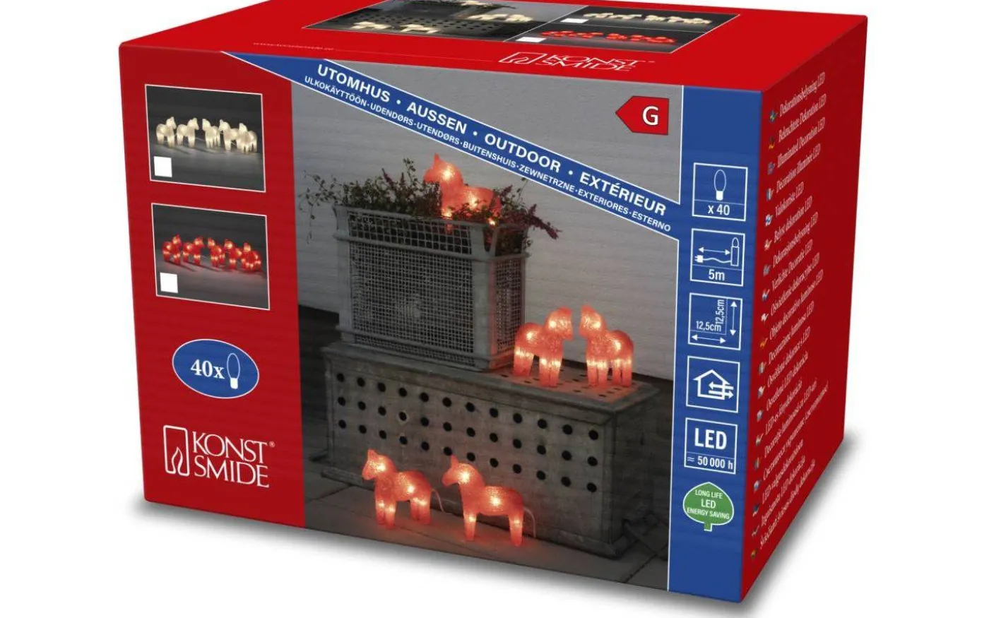 Ljusslinga Hästar 5-Pack Vit IP44