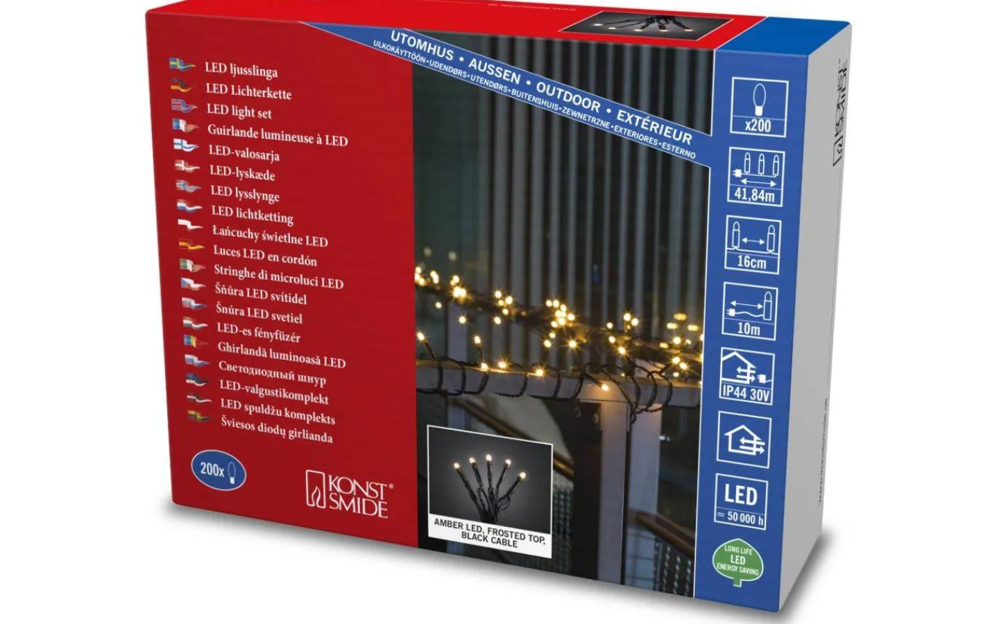 Långa Ljusslingor (21M+)|Ljusslingor Utomhus<Konstsmide Ljusslinga 32m Frostad Amber, Svart IP44