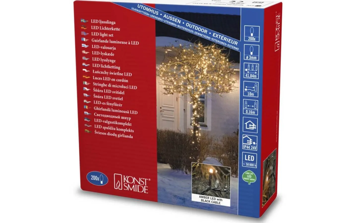 Långa Ljusslingor (21M+)|Ljusslingor Utomhus<Konstsmide Ljusslinga Micro LED 31,84m Amber IP44