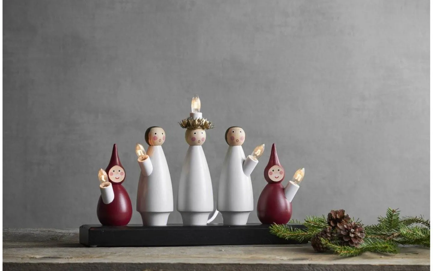 Star Trading Luciakör Adventsljusstake Röd/Vit 22cm* Visa Alla Adventsljusstakar|Adventsljusstakar 0-30 Cm