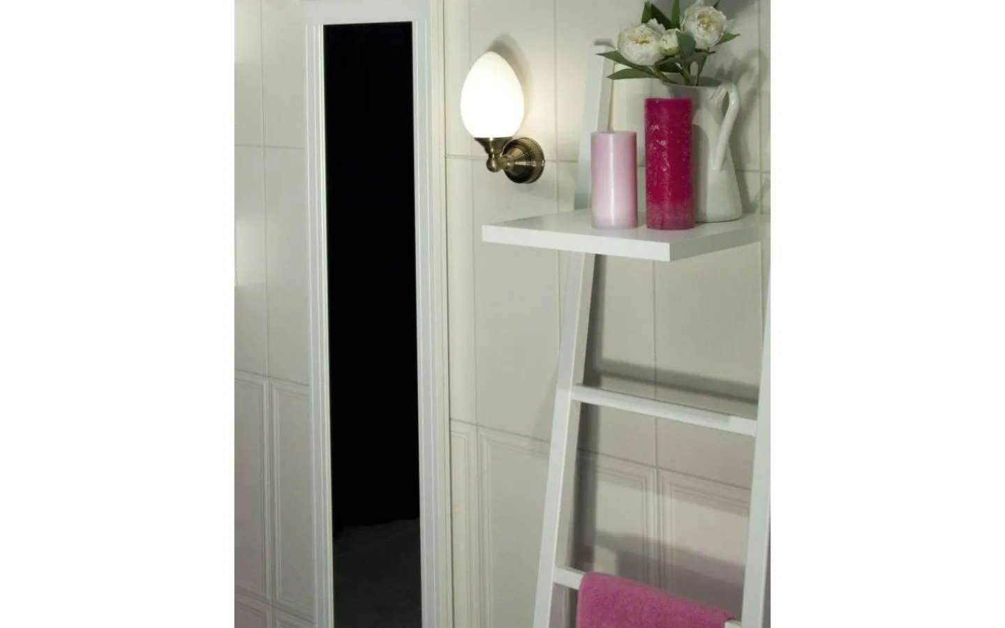 Badrum|Badrumslampor Vägg<Aneta Luigi Vägglampa Antik/Opal IP44