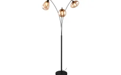Trio Lighting Lumina Golvlampa 3-delad E14 matt svart/bärnsten* Golvlampor|Golvläslampor