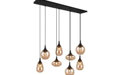 Avlånga Taklampor<Trio Lighting Lumina Takpendel 8-delad E14 matt svart/bärnsten