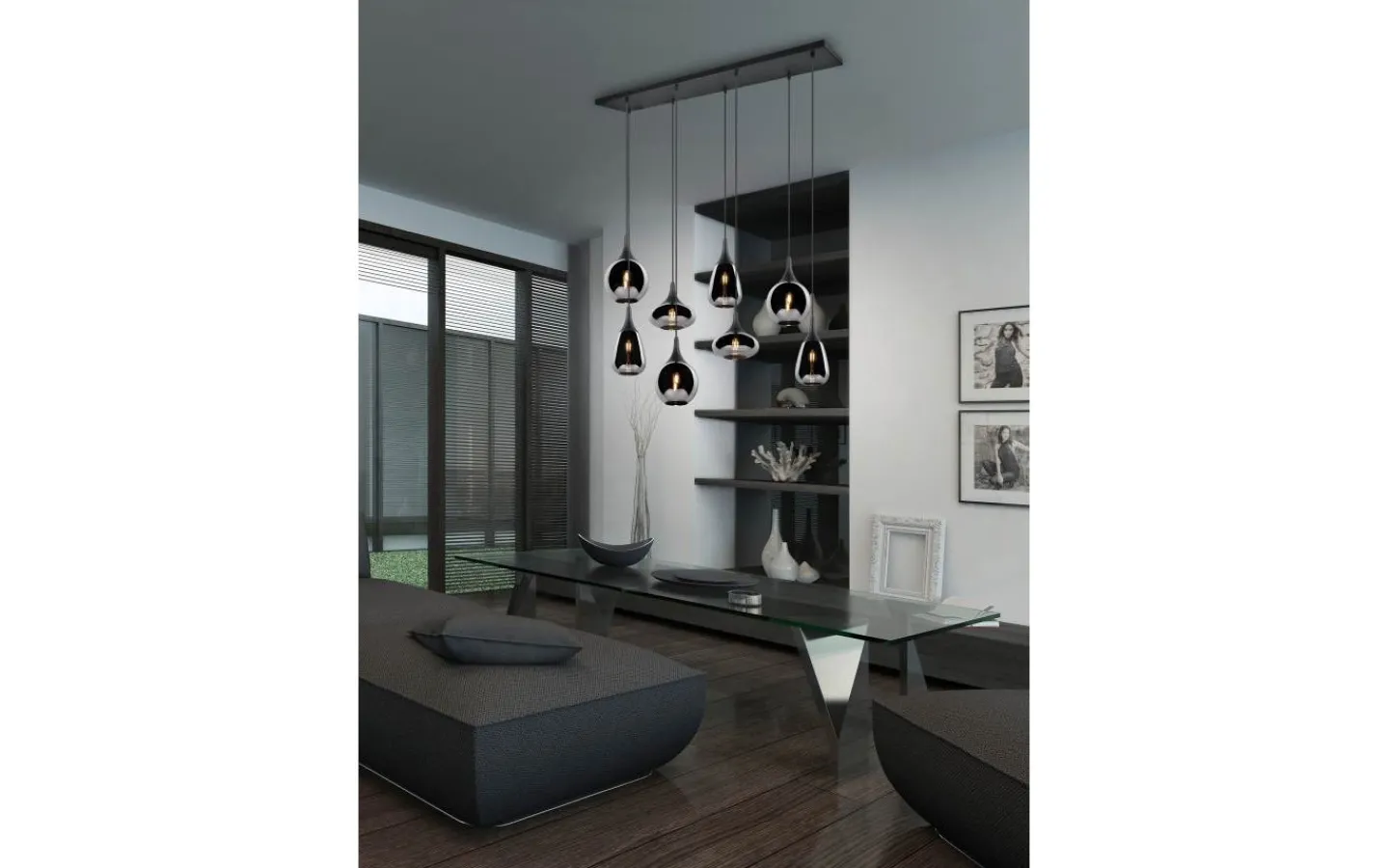 Avlånga Taklampor<Trio Lighting Lumina Takpendel 8-delad E14 mattsvart