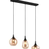 Trio Lighting Lumina Takpendel 3-delad E14 matt svart/bärnsten* Avlånga Taklampor