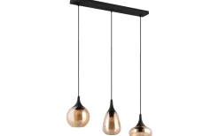 Trio Lighting Lumina Takpendel 3-delad E14 matt svart/bärnsten* Avlånga Taklampor