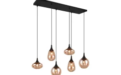 Avlånga Taklampor<Trio Lighting Lumina Takpendel 6-delad E14 matt svart/bärnsten