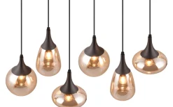 Avlånga Taklampor<Trio Lighting Lumina Takpendel 6-delad E14 matt svart/bärnsten