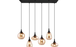 Avlånga Taklampor<Trio Lighting Lumina Takpendel 6-delad E14 matt svart/bärnsten