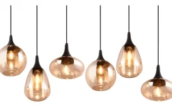 Avlånga Taklampor<Trio Lighting Lumina Takpendel 6-delad E14 matt svart/bärnsten