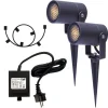 Lightson Luna Markspotlight Mörkgrå LED 3000K 350lm 5W 2-Pack* Lightson Garden Plug & Play