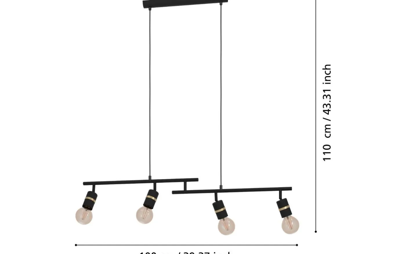 Lurone Taklampa 100cm Svart