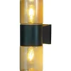 Vägglampor Utomhus<Aneta Lysekil Vägglampa Dubbel Svart/Amber IP44