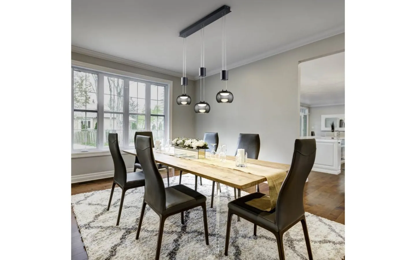 Avlånga Taklampor<Trio Lighting Madison Takpendel LED 3-delad mattsvart