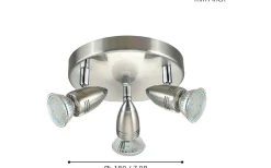 Eglo Magnum Takspotlight 18cm GU10 LED 3000K 3x2,8W Nickel* Runda Takspotlights|Takspot Med 3 Lampor