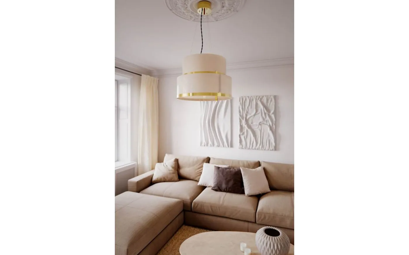 Marcel Taklampa 50cm Mässing/Vit