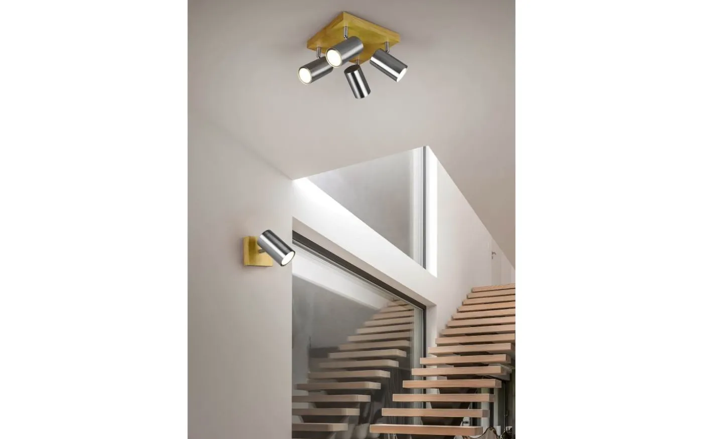 Marley Spotlight 4-delad GU10 borstad stål/trä