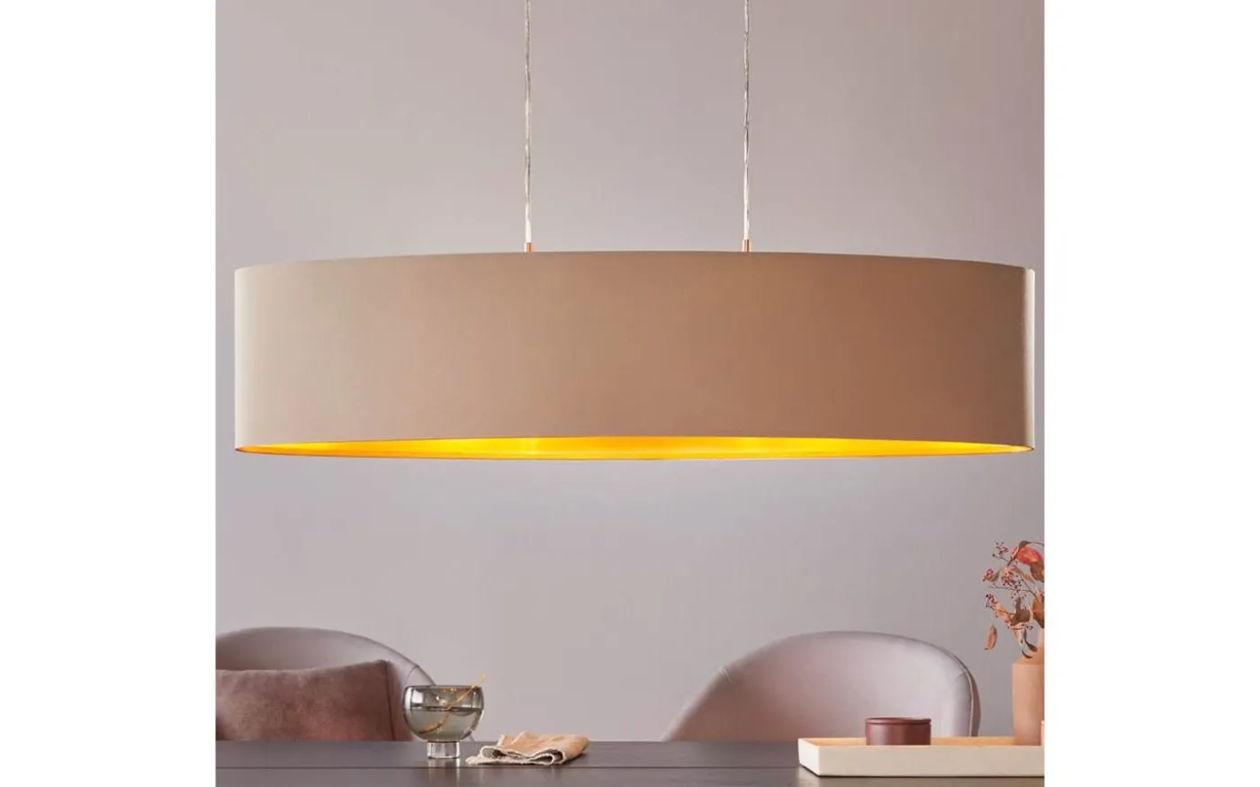 Maserlo Taklampa 100cm Taupe/Guld