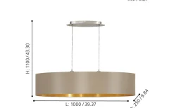 Maserlo Taklampa 100cm Taupe/Guld