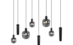 Trio Lighting Mataro Takpendel 8-delad mattsvart/förkromad* Avlånga Taklampor