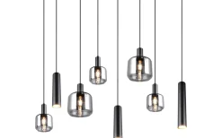 Trio Lighting Mataro Takpendel 8-delad mattsvart/förkromad* Avlånga Taklampor