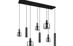 Trio Lighting Mataro Takpendel 8-delad mattsvart/förkromad* Avlånga Taklampor