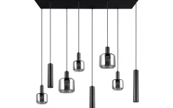 Trio Lighting Mataro Takpendel 8-delad mattsvart/förkromad* Avlånga Taklampor