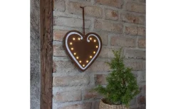 Star Trading Merry Batteridrivet Pepparkakshjärta Hängande 27cm Brun* Batteri Julpynt Inomhus