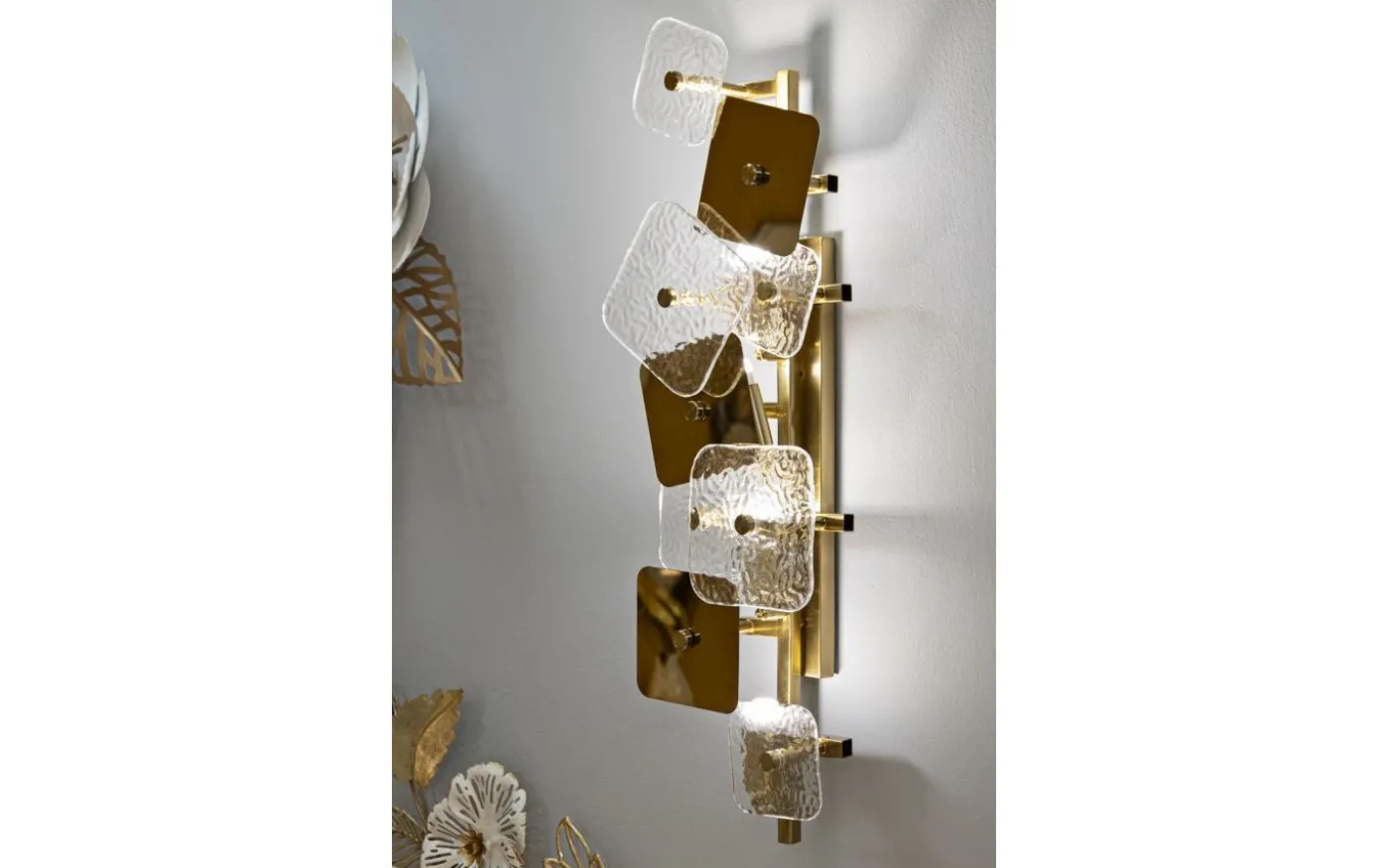 Metro Vägglampa Glas 76cm Guld