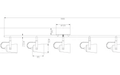 Aneta Metz Takspotlight 99cm 5L Svart/Matt Mässing* Avlånga Takspotlights|Takspot Med Minst 4 Lampor