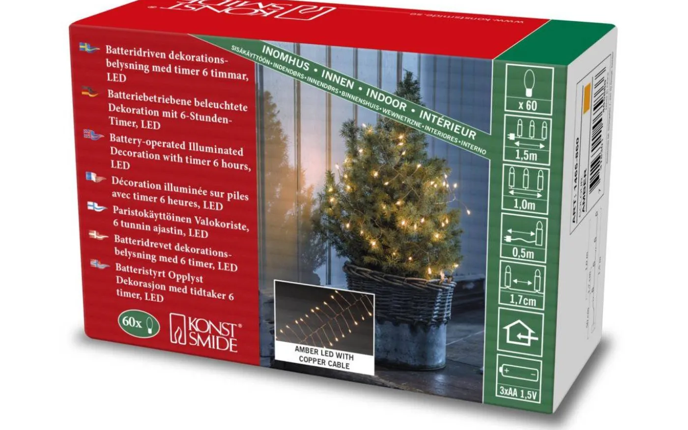 Microcluster Batteridriven Ljusslinga 1m Koppar Amber