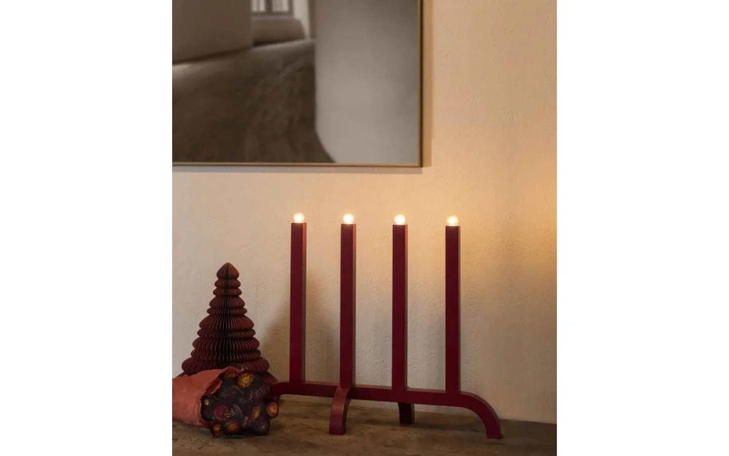 Visa Alla Adventsljusstakar|Adventsljusstakar 31-60 Cm<Konstsmide Mila Adventsljusstake LED 4L 42cm Röd