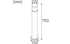 Milo Pollare 75cm 3000K 7,7W Grå IP65