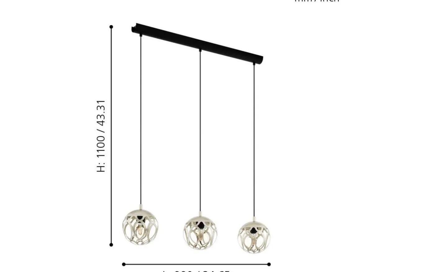 Mirtazza Taklampa 88cm Svart