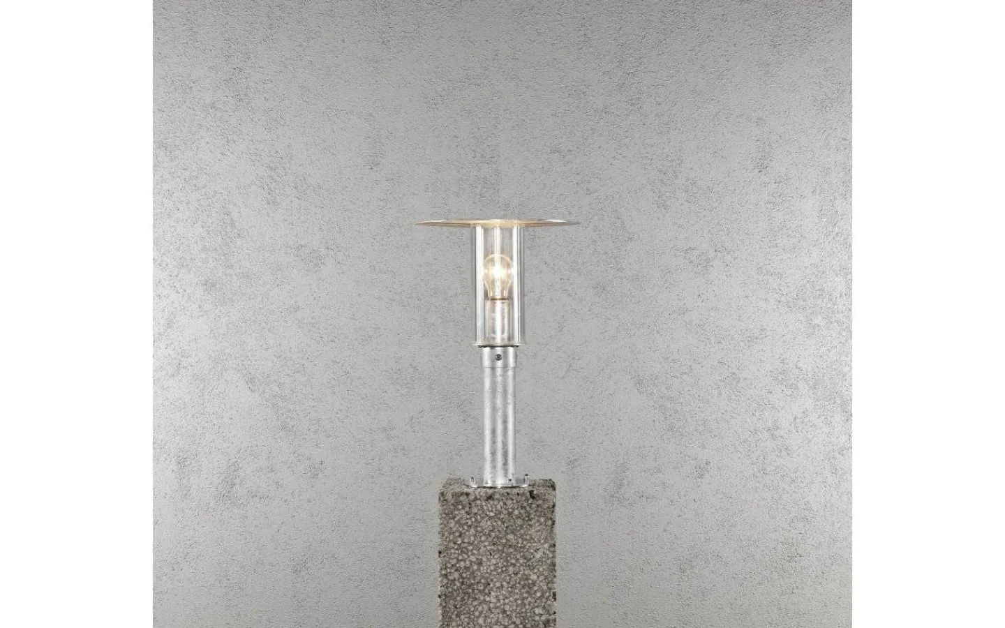 Konstsmide Mode Grindstolpslykta 44cm Galvaniserat Stål IP54* Kustnära Belysning|Pollare & Grindlyktor