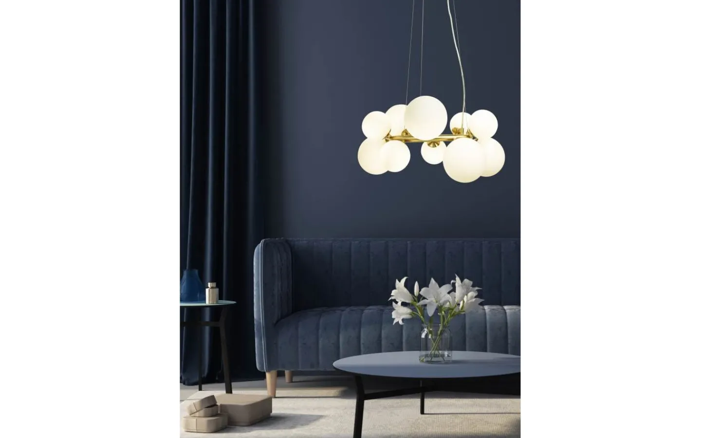 Aneta Molekyl Taklampa 50cm Matt Mässing/Opalvit* Stora Taklampor Ø50-69 Cm