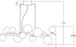 Molekyl Taklampa 85cm Svart/Rök