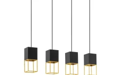 Eglo Montebaldo Taklampa 85cm GU10 LED 3000K 4x4,5W Svart/Guld* Avlånga Taklampor