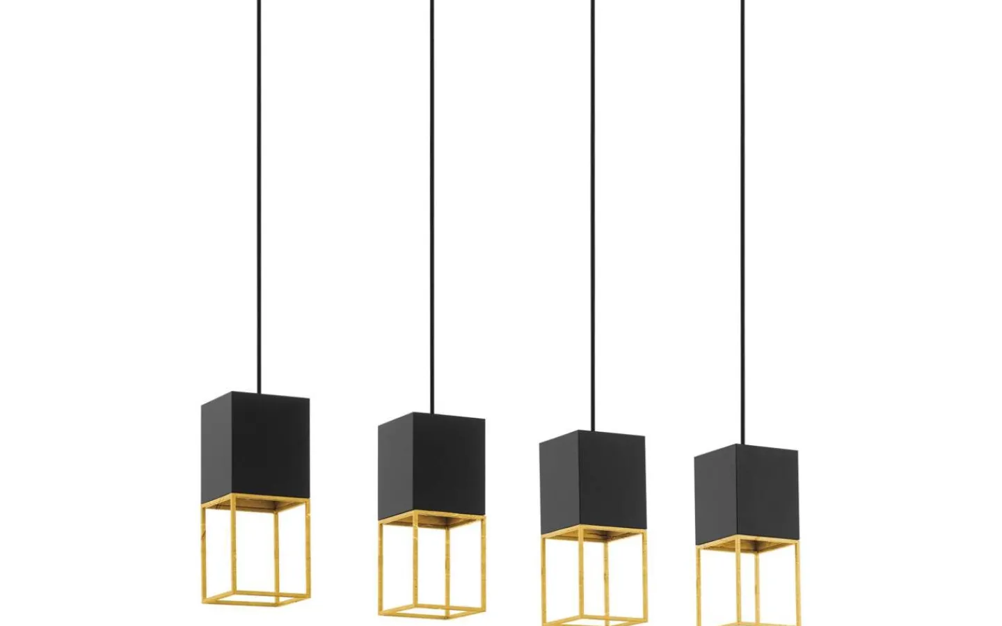 Eglo Montebaldo Taklampa 85cm GU10 LED 3000K 4x4,5W Svart/Guld* Avlånga Taklampor