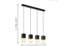 Eglo Montebaldo Taklampa 85cm GU10 LED 3000K 4x4,5W Svart/Guld* Avlånga Taklampor