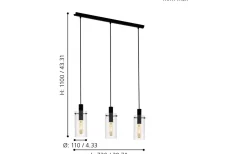 Eglo Montefino Taklampa 73cm Svart* Avlånga Taklampor