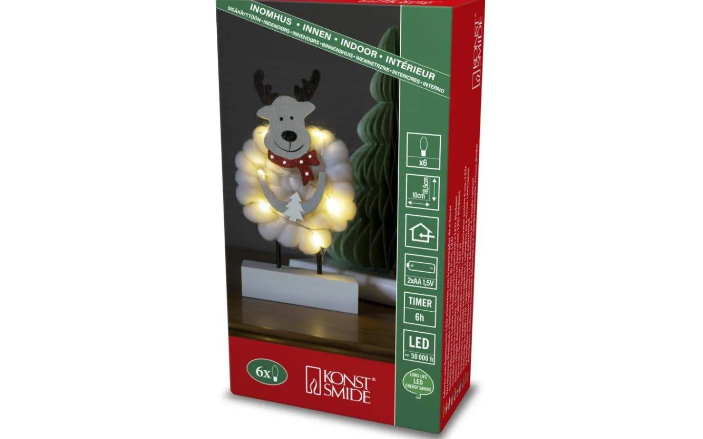 Konstsmide Moose Batteridriven Bordsdekoration Bomull/Trä* Batteri Julpynt Inomhus