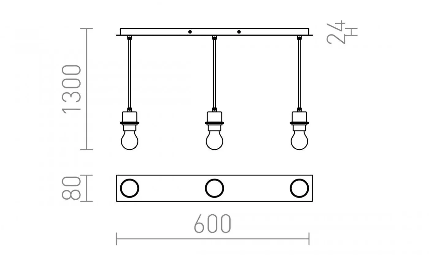 More Taklampa 60cm 3L Matt Nickel