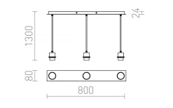 Rendl More Taklampa 80cm 3L Matt Nickel* Avlånga Taklampor