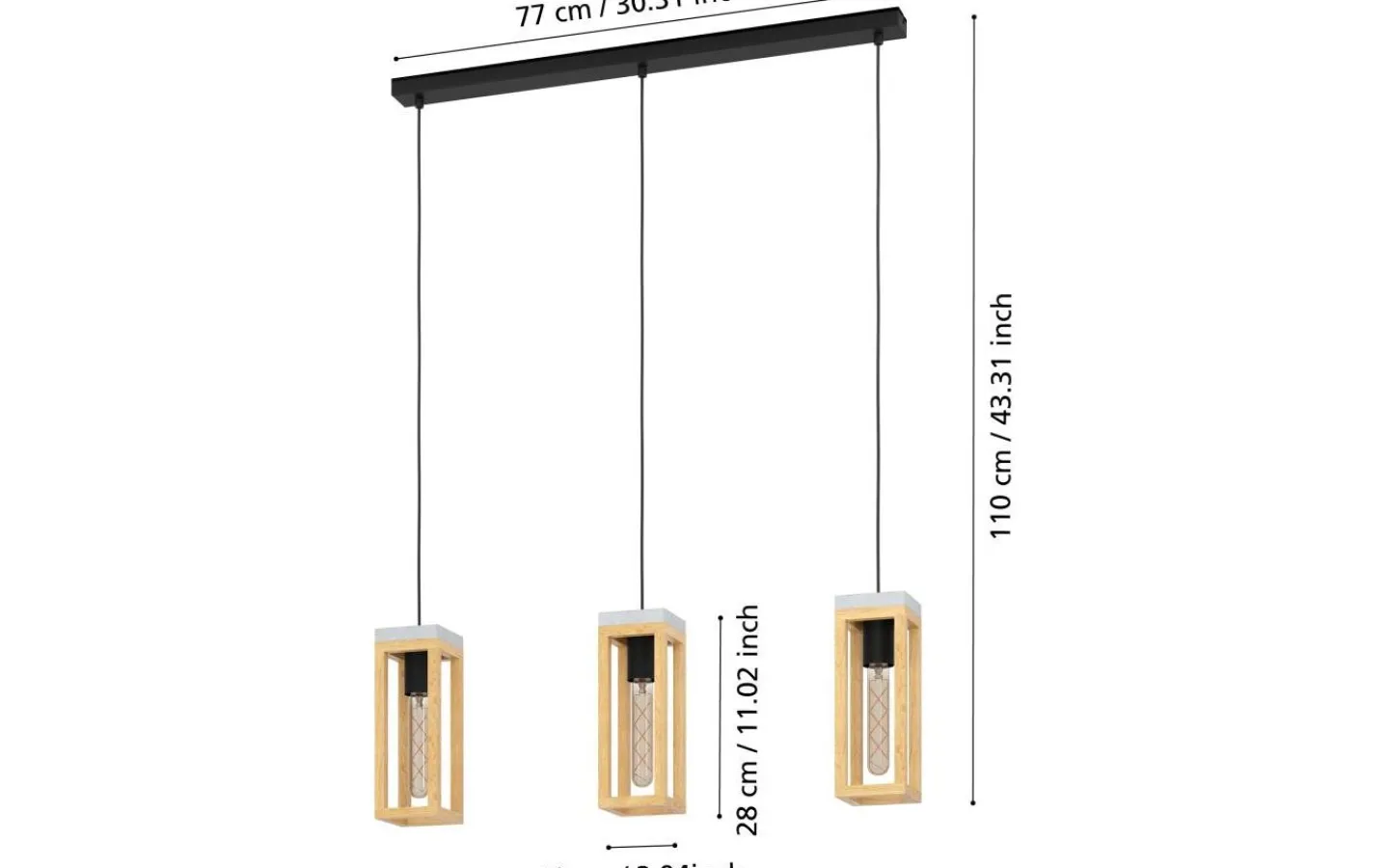 Eglo Nafferton Taklampa 80cm Svart/Natur* Avlånga Taklampor
