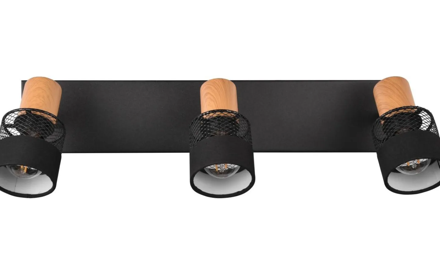 Trio Lighting Nandini Spotlight 3-delad E14 matt svart/trä* Avlånga Takspotlights|Takspot Med 3 Lampor