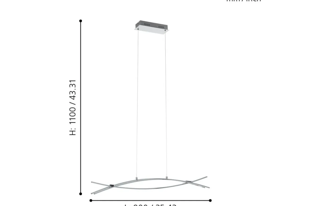 Nevado Taklampa 90cm LED 3000K 3x9W Krom