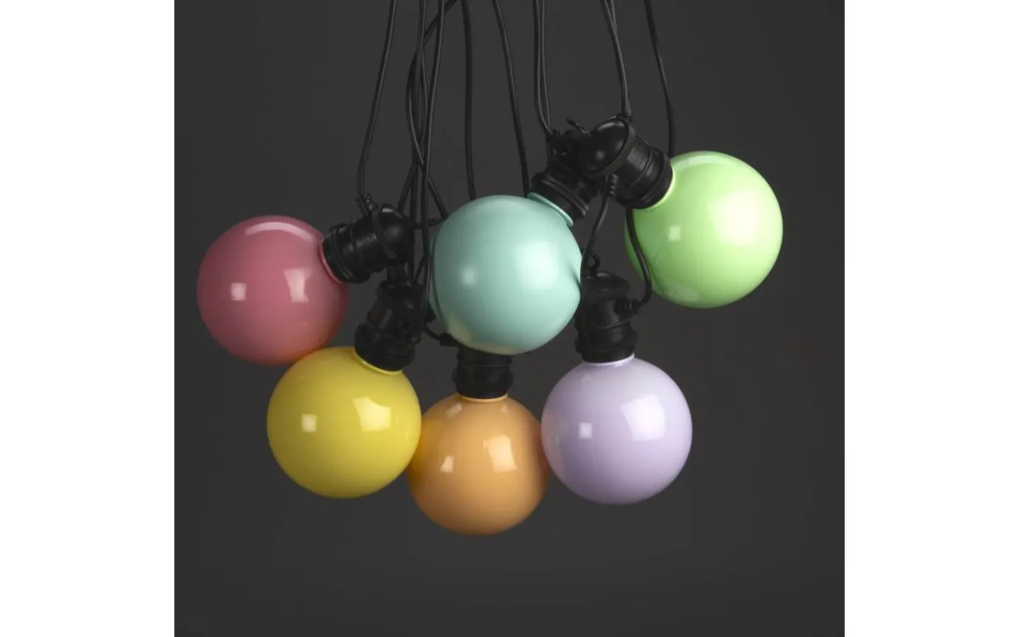 Konstsmide Ängsblomma Solcells-Partyslinga 4,5m 10L Pastellfärgad utbytbar LED med fjärr IP44* Batterislingor Utomhus|Batterislingor Utomhus