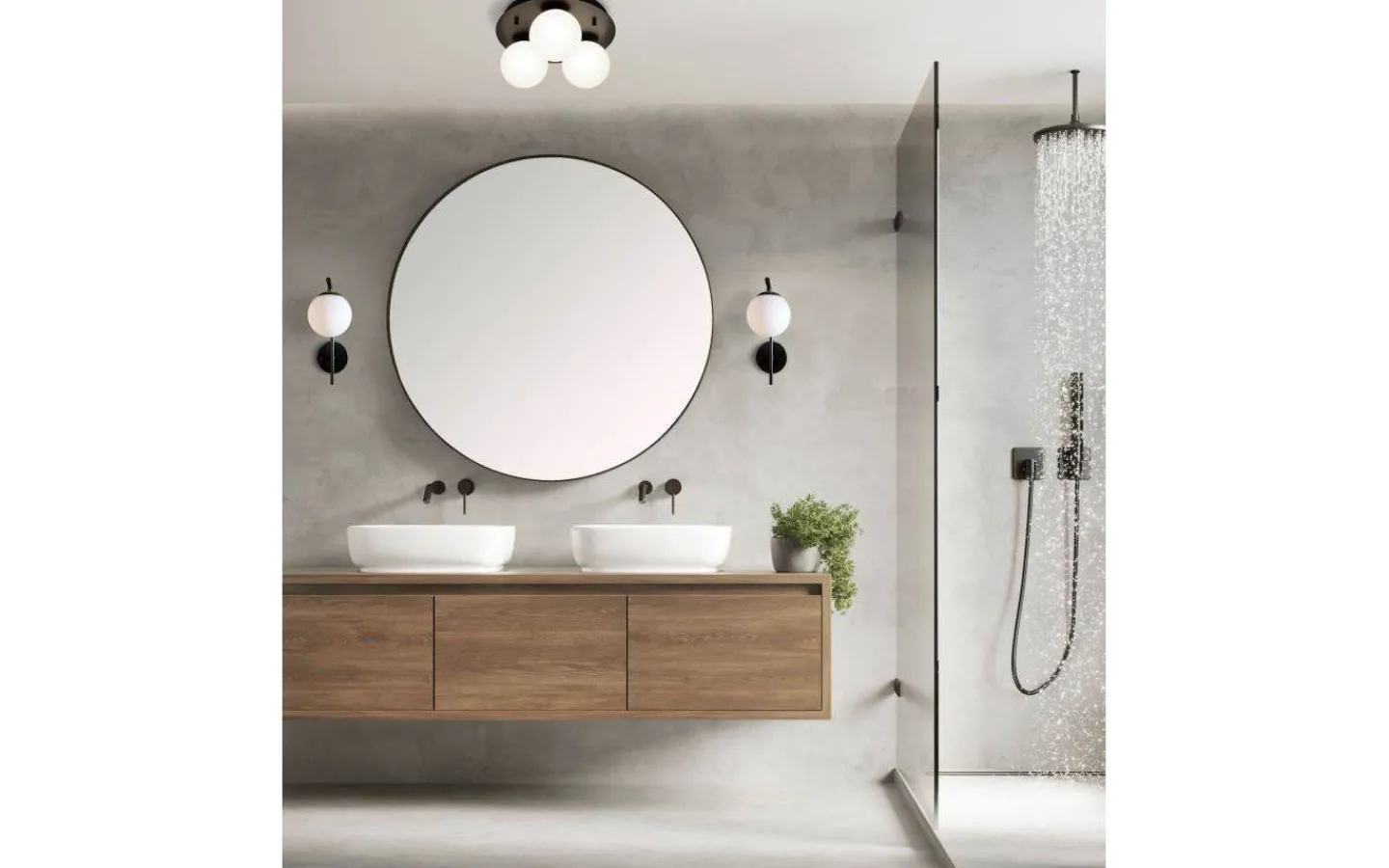 Badrum|Sovrum<Aneta Nicosia Plafond 25cm 3L Badrum Svart/Vit IP44