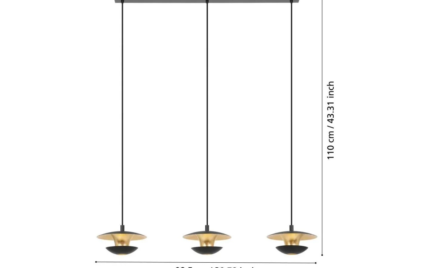 Eglo Nuvano Taklampa 99cm GU10 LED 3000K 4,5W Svart/Guld* Avlånga Taklampor